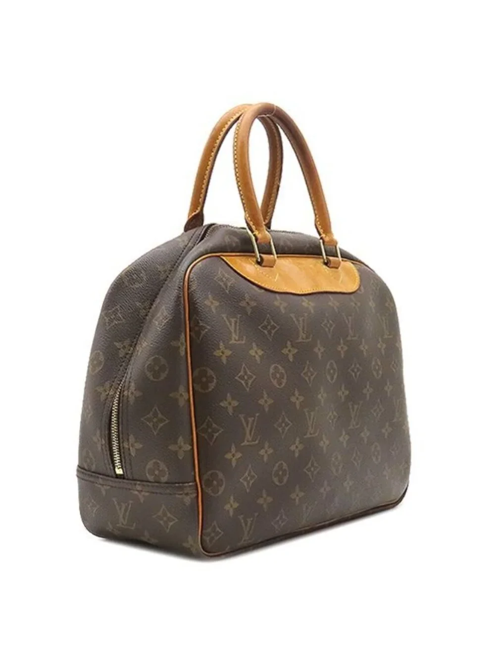 Louis Vuitton Handbag Deauville Monogram Canvas Gold Brown Bowling Vanity